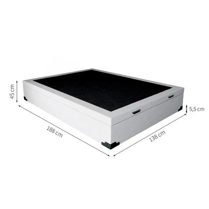 Base para Cama Box Casal Premium com Baú (45x138x188) Corino Branca - Mobly Imagem de Base para Cama Box Casal Premium com Baú (45x138x188) Corino Branca