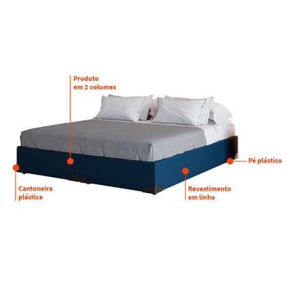 Imagem de Base para Cama Box Queen Joe Linho (36x158x198) Azul Marinho