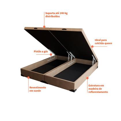 Imagem de Base para Cama Box Queen Madden com Baú Suede (45x158x198) Bege