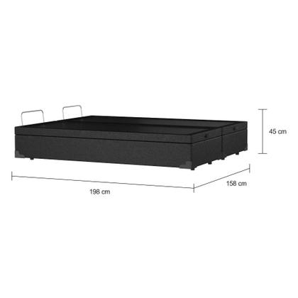 Imagem de Base para Cama Box Queen Madeleine com Baú (45x158x198) Preta