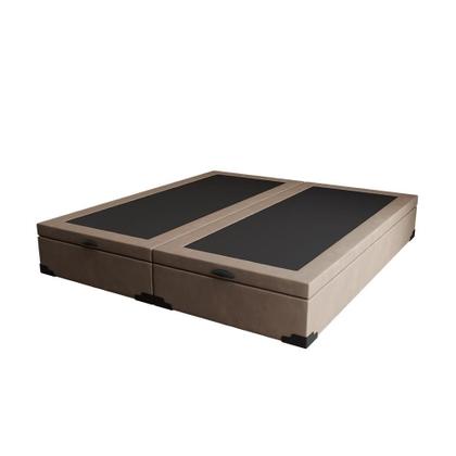 Imagem de Base para Cama Box Queen Madeleine com Baú Suede (45x158x198) Bege