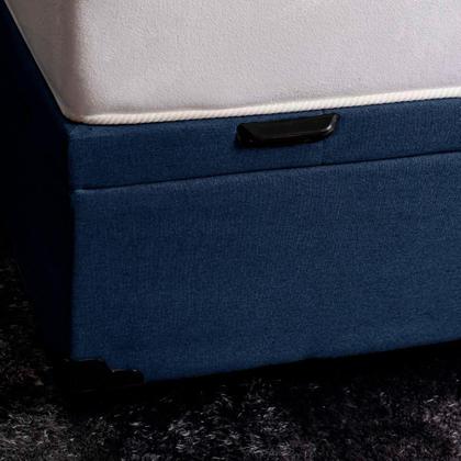 Imagem de Base para Cama Box Queen Martin Premium com Baú Linho (47x158x198 cm) Azul Marinho