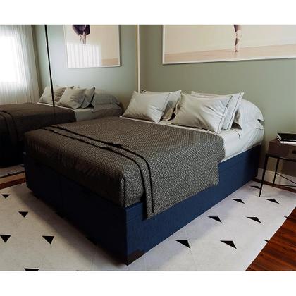 Imagem de Base para Cama Box Queen Martin Premium com Baú Linho (47x158x198 cm) Azul Marinho