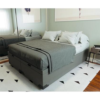Imagem de Base para Cama Box Queen Martin Premium com Baú Linho (47x158x198 cm) Cinza