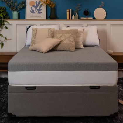 Imagem de Base para Cama Box Queen Martin Premium com Baú Linho (47x158x198 cm) Cinza