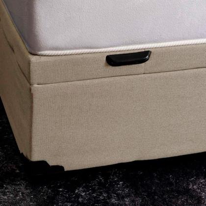 Imagem de Base para Cama Box Queen Martin Premium com Baú Linho (47x158x198 cm) Cru