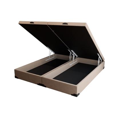 Imagem de Base para Cama Box Queen Martin Premium com Baú Linho (47x158x198 cm) Cru
