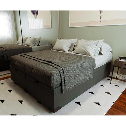 Imagem de Base para Cama Box Queen Martin Premium com Baú Linho (47x158x198 cm) Grafite