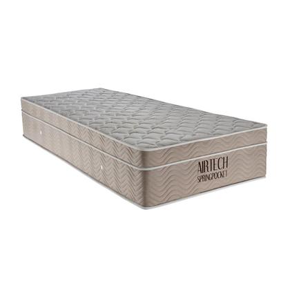 Imagem de Base para Cama Box Solteiro Camurça II com Colchão Airtech Spring Mola Superpocket (25x88x188) Bege