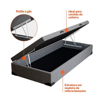 Base para Cama Box Solteiro Martin Premium com Baú Linho (47x88x188 cm) Cinza - Mobly Imagem de Base para Cama Box Solteiro Martin Premium com Baú Linho (47x88x188 cm) Cinza