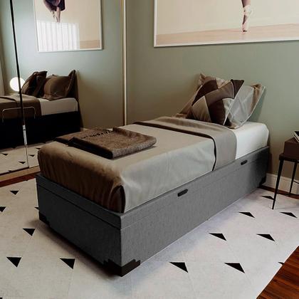 Base para Cama Box Solteiro Martin Premium com Baú Linho (47x88x188 cm) Cinza - Mobly Imagem de Base para Cama Box Solteiro Martin Premium com Baú Linho (47x88x188 cm) Cinza