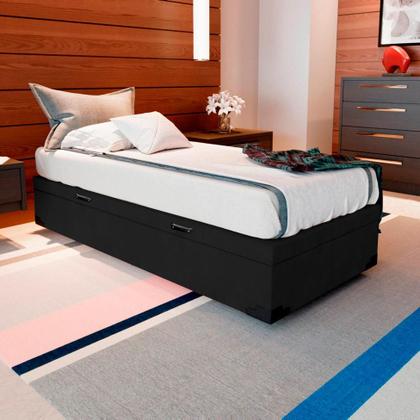 Base para Cama Box Solteiro Premium com Baú Suede (47x88x188) Preta - Mobly Imagem de Base para Cama Box Solteiro Premium com Baú Suede (47x88x188) Preta