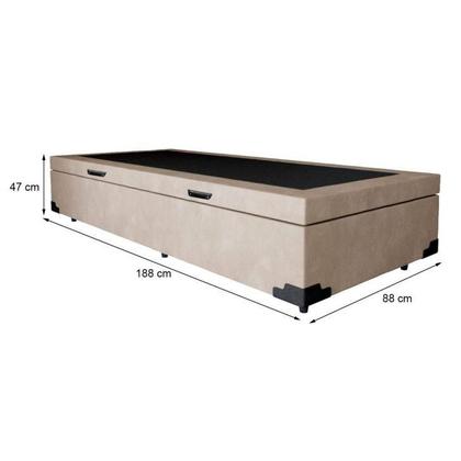 Base para Cama Box Solteiro Richard com Baú Suede (45x88x188) Bege - Mobly Imagem de Base para Cama Box Solteiro Richard com Baú Suede (45x88x188) Bege