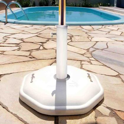 Imagem de Base Para Guarda-Sol Ombrelone Octagonal Concreto Branco Com Alça 30Kg 003757 - Mor