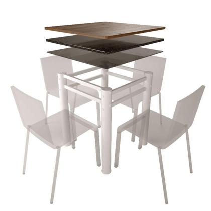 Imagem de Base Para Mesa De Vidro Jantar 4 Lugares Branca Quadrada
