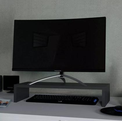 Imagem de Base para Monitor MDF 53cm Preto Home Office Mesa Gamer Suporte Tv Notebook Escritório Decoração