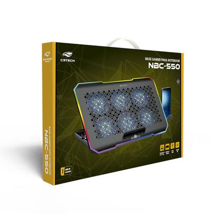 Imagem de Base para Notebook C3Tech NBC-550BK Gamer Até 17,3", Cooler, USB, LED RGB