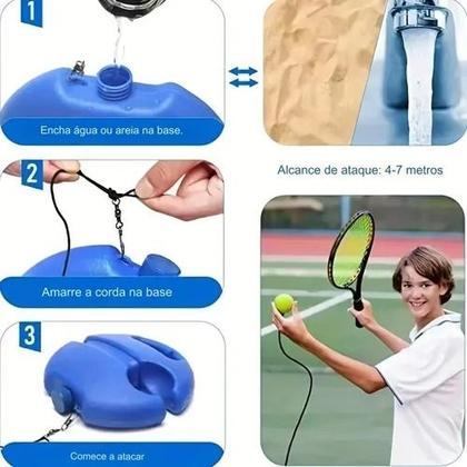 Imagem de Base para Treino de Tênis com Corda Elástica  Rebatidas Solo, Portátil e Antiderrapante