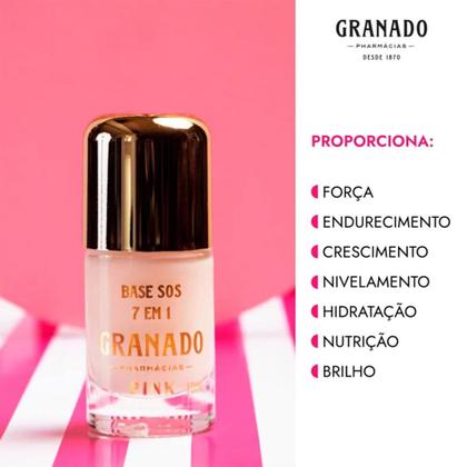 Imagem de Base para Unhas Fortalecedora SOS 7 em 1 Granado Pink 10ml