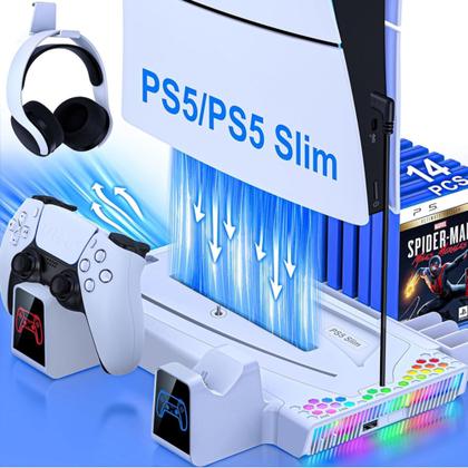 Imagem de Base PS5 com Cooler de Resfriamento e Suporte Carregador para 2 Controles