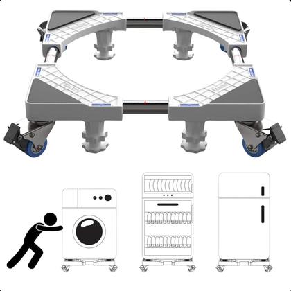 Imagem de Base Quadrada Ajustável com Rodinhas para Geladeira e Fogão