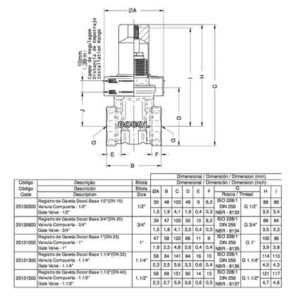 Imagem de Base Registro De Gaveta Docol 3/4 Dn20 25130600 Original