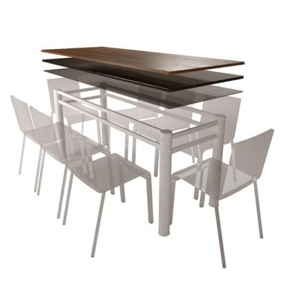 Imagem de Base Retangular Branca Para Mesa Jantar Vidro Pedra Madeira Até 2mt