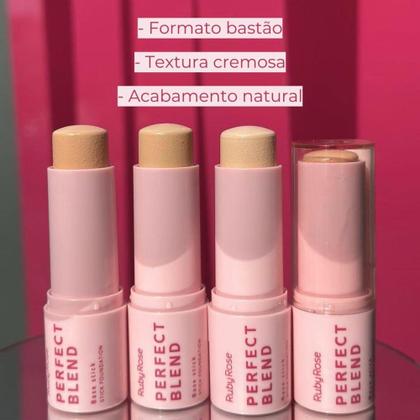 Imagem de Base Stick Ruby Rose Perfect Blend Em Bastão Cremosa Acabamento Natural