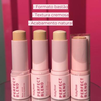 Imagem de Base Stick Ruby Rose Perfect Blend Em Bastão Cremosa Acabamento Natural