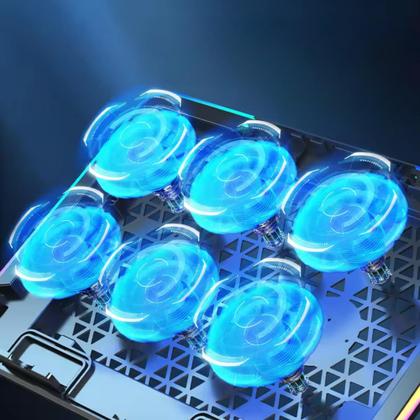 Imagem de Base Suporte 6 Cooler Para Notebook Luzes Rgb 2 Usb Com Suporte Para Celular Ajustável - B3162