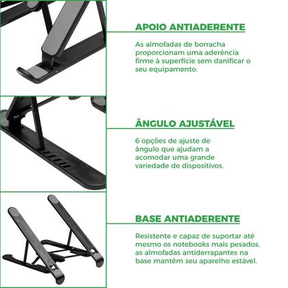 Imagem de Base Suporte Ergonômico Para Notebook netbook Tablet Dobrável
