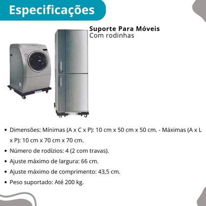 Imagem de Base Suporte Quadrada Ajustável com Rodinhas para Eletrodomésticos