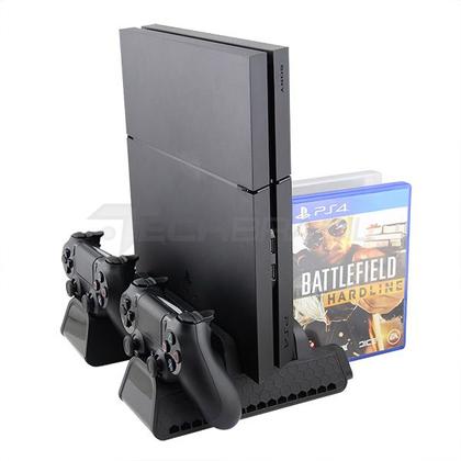 Imagem de Base Vertical Carregador Controles 2 USB 3 Cooler - Suporte Para 12 Jogos Compatível Com Playstation 4 PS4 Slim Pro