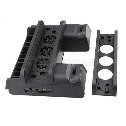 Imagem de Base Vertical Carregador Controles 2 USB 3 Cooler - Suporte Para 12 Jogos Compatível Com Playstation 4 PS4 Slim Pro