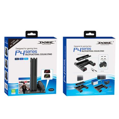 Imagem de Base Vertical Multiuso Para Ps 4 c/ Cooler + Carregador Duplo c/ Led