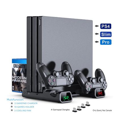 Imagem de Base Vertical Multiuso Para Ps 4 c/ Cooler + Carregador Duplo c/ Led
