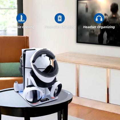 Imagem de Base Vertical Para Ps5 e Ps5 Slim VR2 Refrigeração Horizontal Controladores Dock TP5-3550