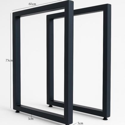 Imagem de Bases Retangulares De Mesa Estilo Ind.75X60Cm Kit 2Un-Preto