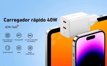 Imagem de Baseus Carregador Turbo Gan5 Pro compatível com Notebooks USBC USBC 40w