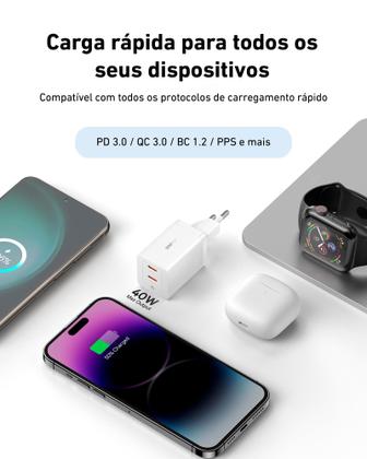 Imagem de Baseus Carregador Turbo Gan5 Pro compatível com Notebooks USBC USBC 40w