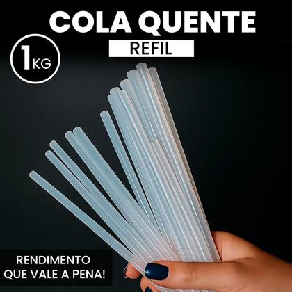 Imagem de Bastão Cola Quente 30 cm Refil 1KG Transparente 7mm e 11mm Papelaria