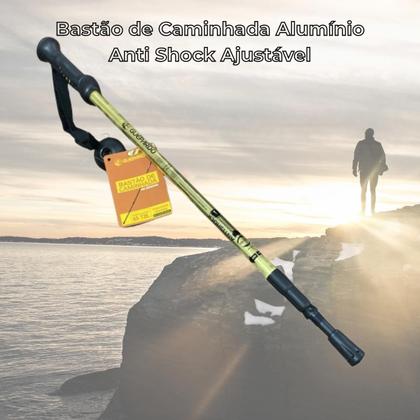 Imagem de Bastão de Caminhada Alumínio AntiShock Ajustável 65cm a 1,35m Amarelo