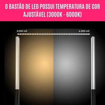 Imagem de Bastão De Luz Profissional  Led Recarregável Foto Celular Flash Filmagem Branco Amarelo Estúdio Intensa Portátil
