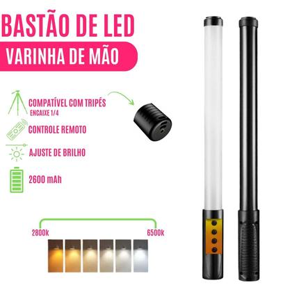Imagem de Bastão De Luz Profissional  Led Recarregável Foto Celular Flash Filmagem Branco Amarelo Estúdio Intensa Portátil