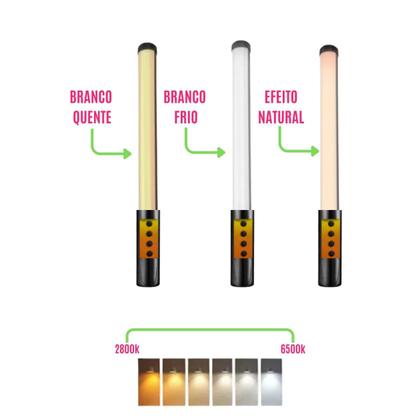 Imagem de Bastão De Luz Profissional  Led Recarregável Foto Celular Flash Filmagem Branco Amarelo Estúdio Intensa Portátil