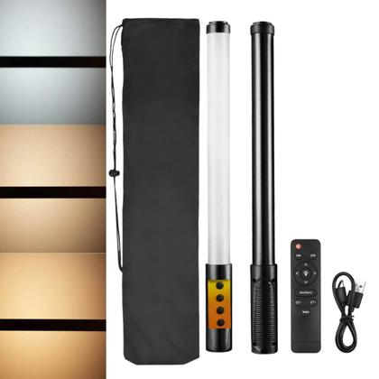 Imagem de Bastão De Luz Profissional  Led Recarregável Foto Celular Flash Filmagem Branco Amarelo Estúdio Intensa Portátil