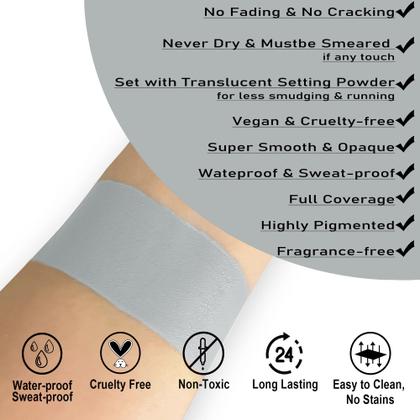 Imagem de Bastão de pintura facial e corporal CCBeauty cinza claro à prova d'água