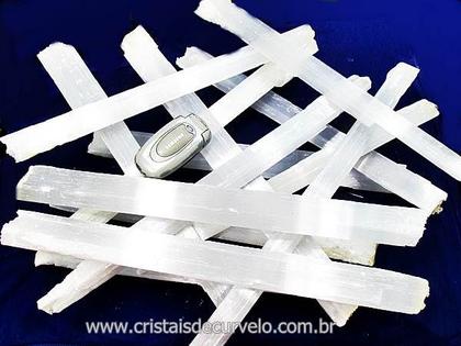 Imagem de Bastão de Selenita Grande Natural - 28 a 30 cm - Cristal Bruto