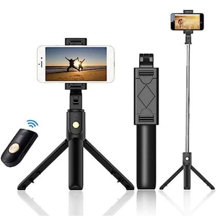 Imagem de Bastão de Selfie com Tripé para Celular com Controle Dispara