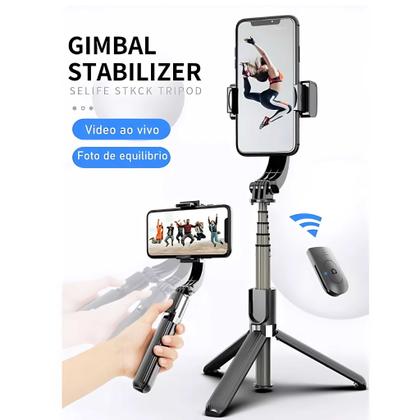 Imagem de Bastão estabilizador automático câmera celular extensão de selfie com luz de led e rastreamento facial bluetooth 